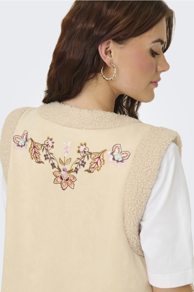 ONLFRIDA FLOWER EMB. WAISTCOAT CS O 15324172 Pumice Stone/MULTI COLOR